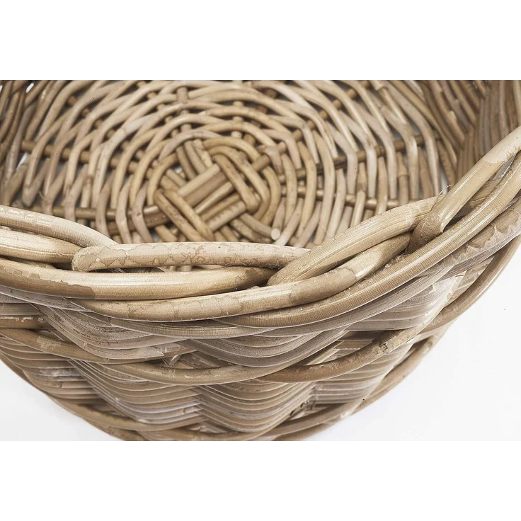 Kobolo Aufbewahrungskorb Rattankorb rund Kubu grau mit Lochgriff klein – Bild 2