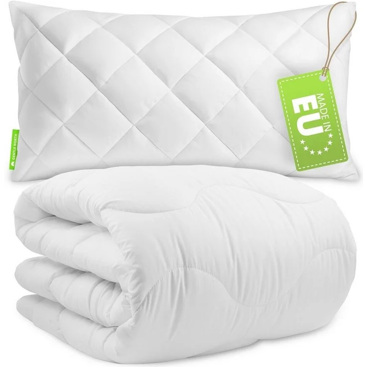 Gentle North Microfaserbettdecke + Kopfkissen Bettdecke & Kopfkissen-Set - 2-Set Kopfkissen - Ganzjahresdecke, Füllung: 100% Polyester, Reißverschluss beim Kissen - waschbar - allergikerfreundlich – Bild 1