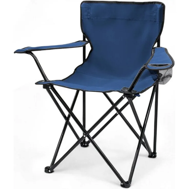 Spetebo Campingstuhl Campingstuhl mit Getränkehalter - blau (Stück, 1 St), Camping Strand und Garten Klappstuhl mit Tragetasche