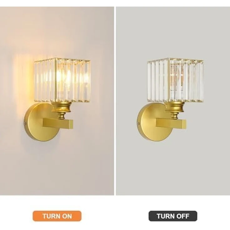 Comely Kristall Wandleuchte für den Innenbereich, Goldene E27 Wandlampe, Kristallwandleuchte Innenwandleuchte für Schlafzimmer, Wohnzimmer, Esszimmer, Flur (ohne Leuchtmittel) – Bild 6