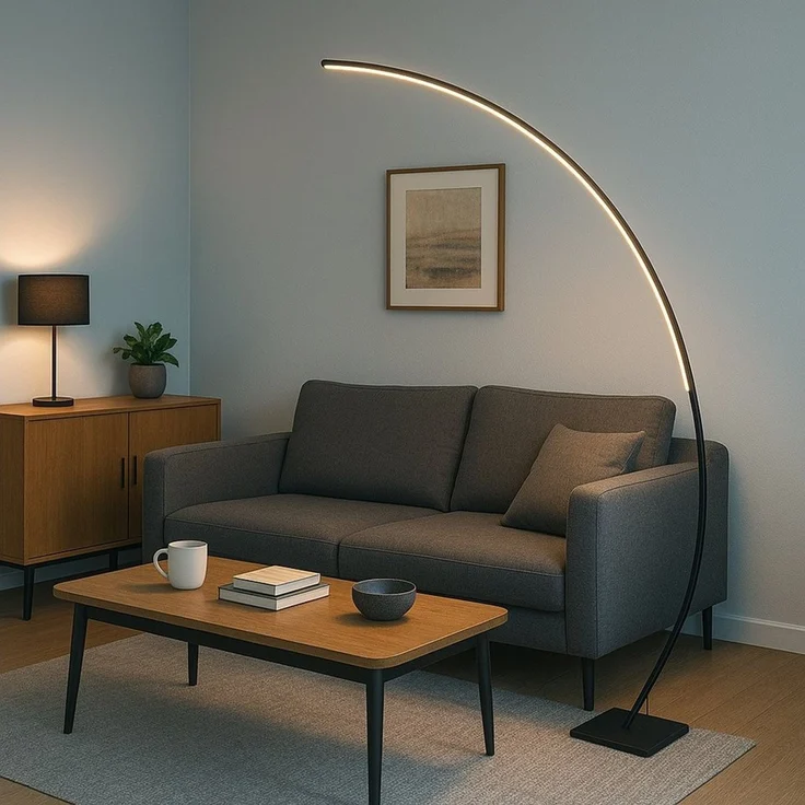 MeLiTec LED Stehlampe ST26-2 Bogenleuchte matt-schwarz dimmbar, LED fest integriert, warmweiß, Dimmbar – Bild 2