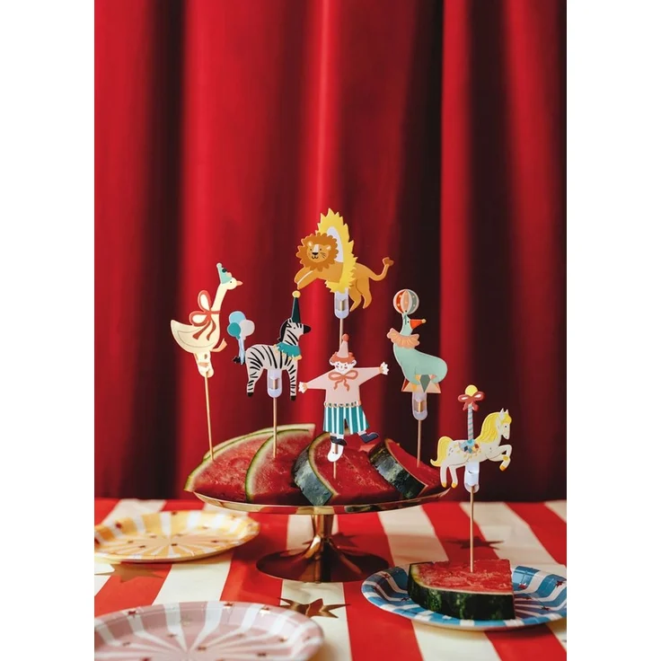partydeco Tortenstecker, Cake Topper Zirkus 9 - 11,5cm 6er Set – Bild 2