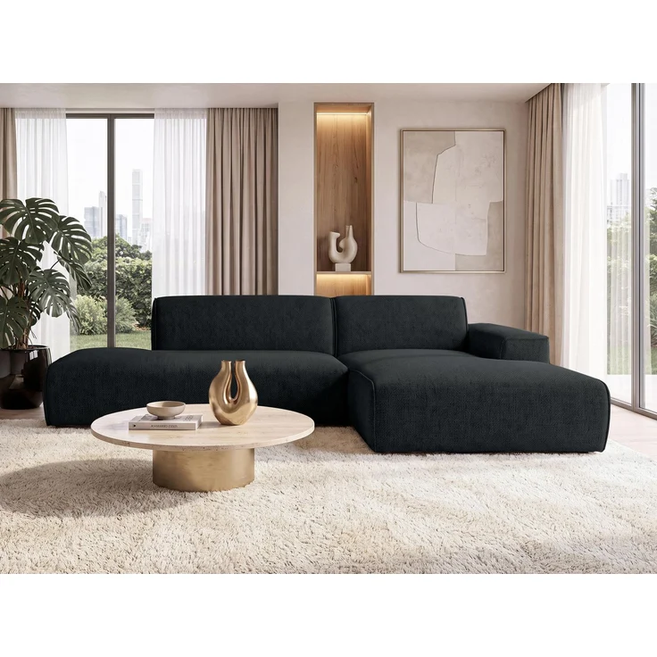 AX LIVING Ecksofa Modern Didim Duo 284 cm Dunkelgrau Chenille Sofa R – Bild 3