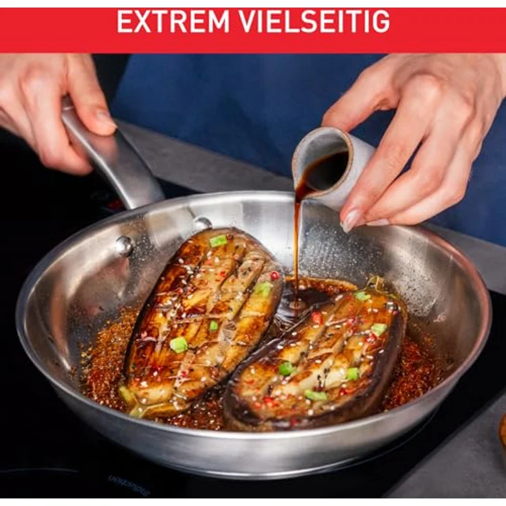 Tefal Virtuoso Pfanne E49204 | 24 cm | 10 Jahre Garantie | hochwertiger Premium-Edelstahl | Induktionsgeeignet | Anbraten | Rezepte – Bild 8
