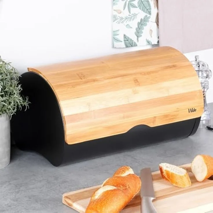 Vilde Brotkasten VILDE 38 x 24 x 20 cm Stahl Holz schwarz – Bild 3