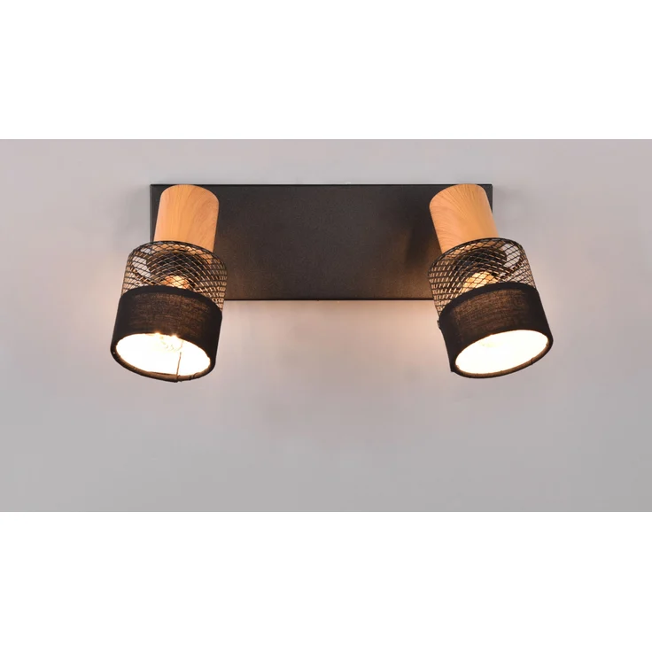 Trio Deckenstrahler 2er Spot Nandini E14 schwarz, Metall, Holz – Bild 3