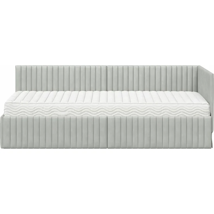 vidaXL Eckbettgestell mit Matratze mit Kopfteil 2 pcs Hellgrau Samt 3393798 – Bild 5