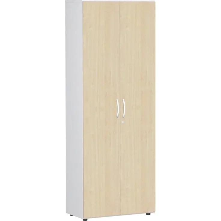 Garderobenschrank mit ausziehbarem Garderobenhalter, 80x42x216cm, Ahorn Weiß