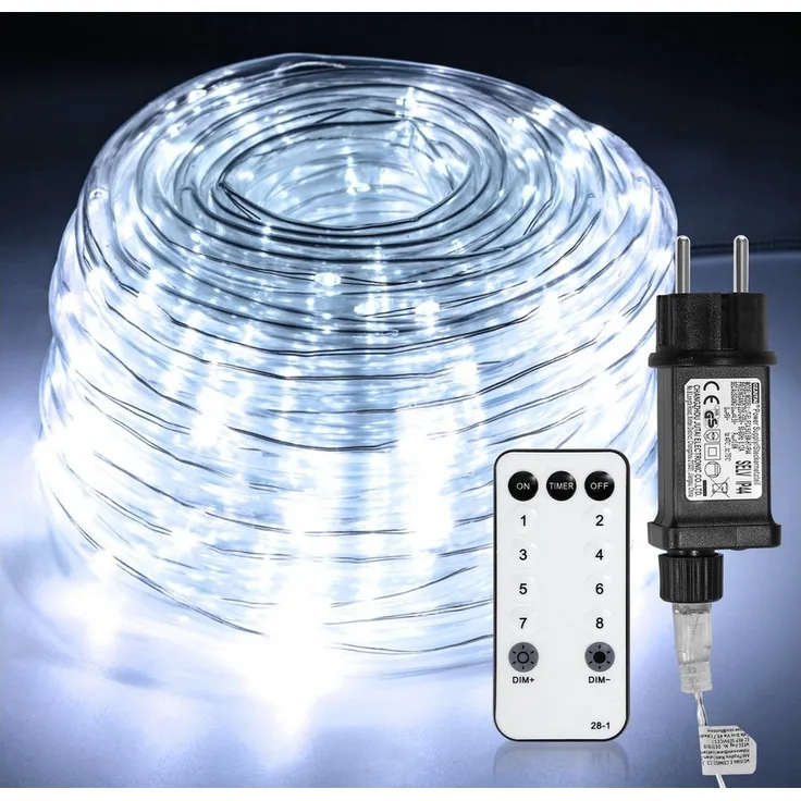 Clanmacy LED-Lichterschlauch LED Lichterschlauch Lichterkette 8 Modi IP65 Wasserdicht Kaltweiß 30M