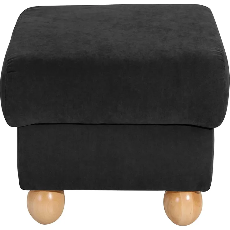 Monarch Hocker Veloursstoff Schwarz Buche Natur