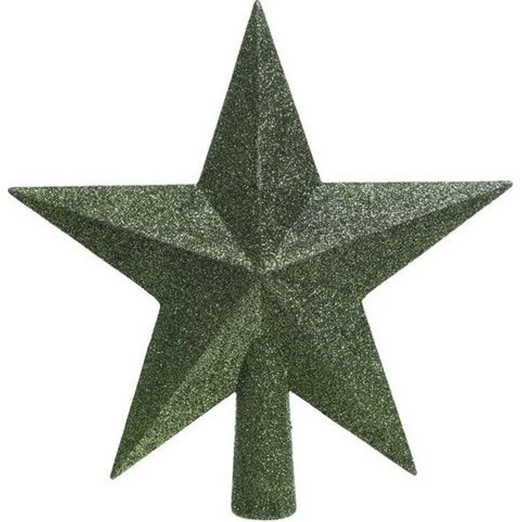 Kaemingk Christbaumspitze, Christbaumspitze Stern mit Glitzer 19cm Kunststoff, piniengrün – Bild 2