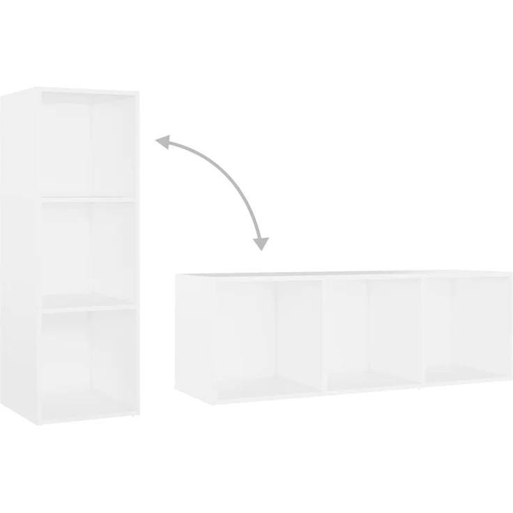 3 pcs TV-Schrank, Fernsehschrank Weiß 107x35x37 cm Holzwerkstoff – Bild 7
