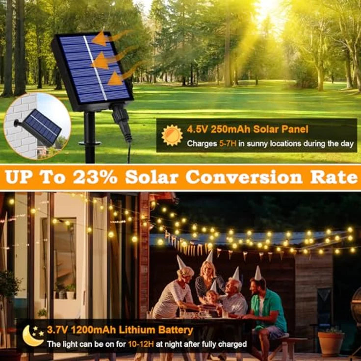 Solar Lichterkette Aussen Wetterfest, 200 LED 3M+ 24M 8 Modi IP65 Warmweiß Solarlichterkette aussen Wetterfest Solar Lampions Kristallkugeln für Balkon Deko Terrassen Garten Weihnachten Partys Zuhause – Bild 5