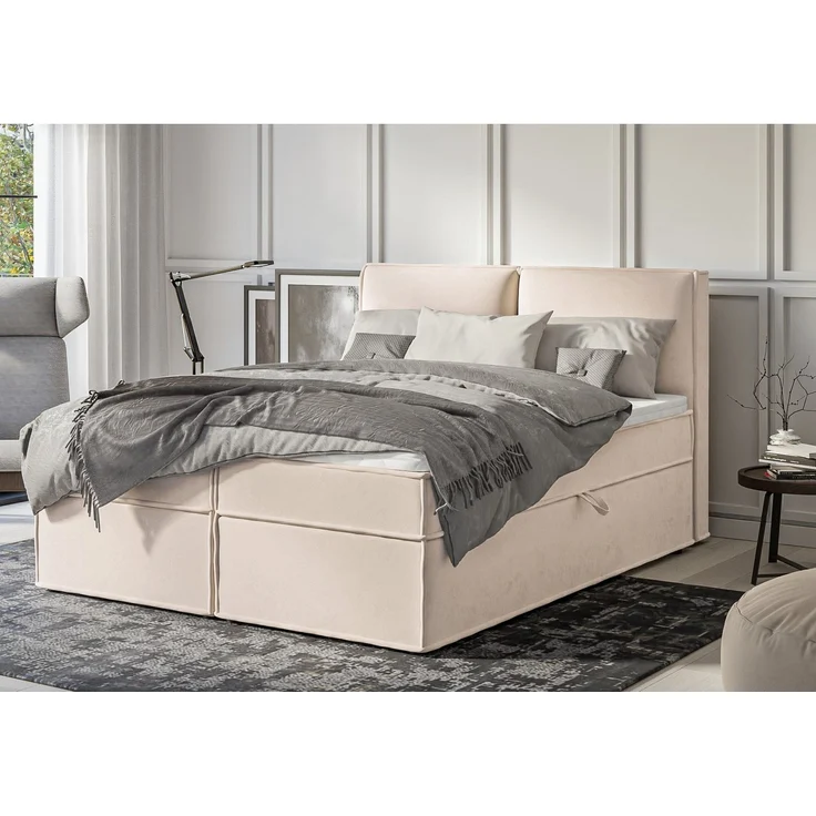 S-Style Möbel Boxspringbett Plaza mit Topper und Bettkästen aus Luxusmicrofaser, mit Topper und Bettkasten / zwei Bettkästen (je nach Bettgröße) – Bild 1