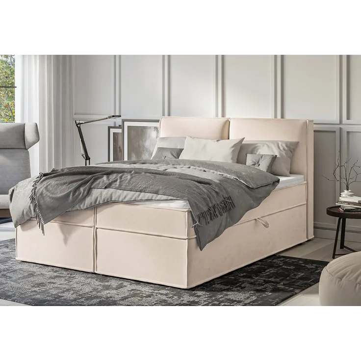 S-Style Möbel Boxspringbett Plaza mit Topper und Bettkästen aus Luxusmicrofaser, mit Topper und Bettkasten / zwei Bettkästen (je nach Bettgröße)