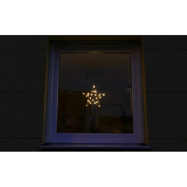 Gartenpirat LED Stern Weihnachtsstern aus kupferfarbenem Draht mit LED-Lichtern warmweiß, LED fest integriert, Warmweiß, Timer-und Schalter-Funktion: Schalter mit 3 Funktionen(ON/OFF/TIMER) – Bild 2