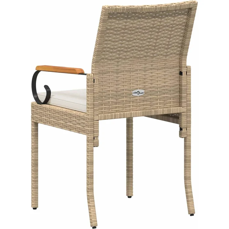vidaXL Gartenstühle 4 Stk. Beige und Cremeweiß Poly-Rattan und Akazie 42025887 – Bild 8