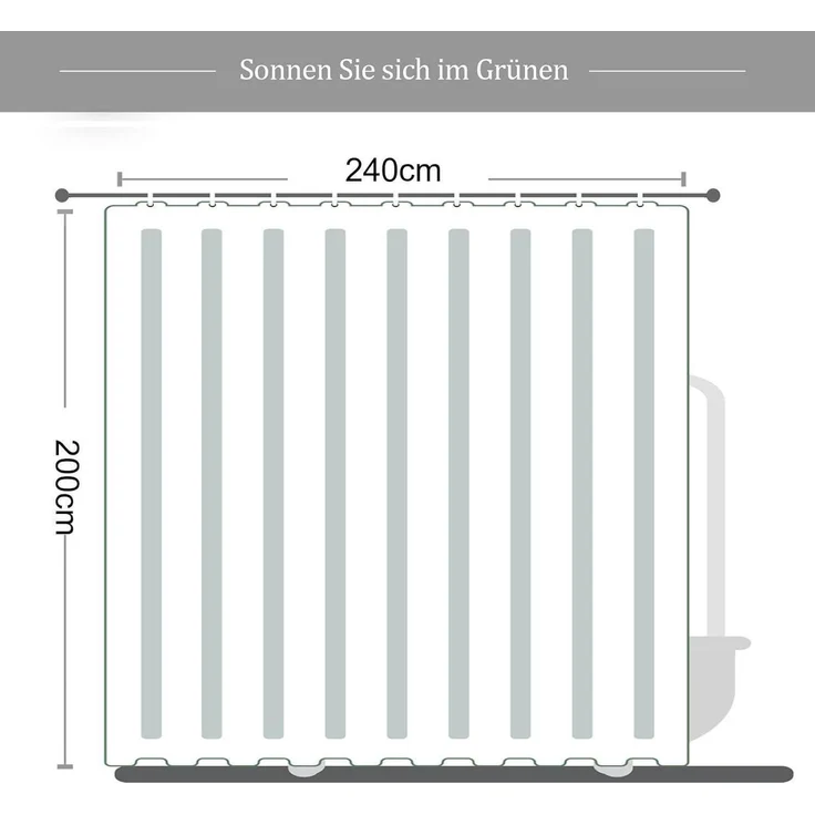 Duschvorhang 240x200 Grün Blätter Wasserabweisend Polyester Waschbar – Bild 4