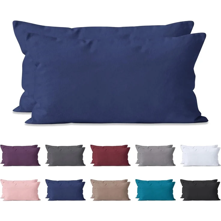 Hometex Premium Textiles Kissenbezug 2-er Set Kissenbezug Mikrofaser, Doppelpack Kissenhüllen ca. 95 g/m², Dekorative Dekokissen Sofakissen Lendenkissen Wurfkissenbezug mit Reißverschluss