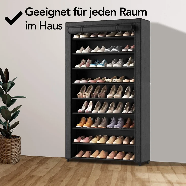 Brixy Schuhregal XXL - 9-Lager Schuhschrank - Bis zu 54 Paar Schuhe - 160x100x28cm - Schwarz, blacks, 100 x 28 x 160 cm – Bild 7