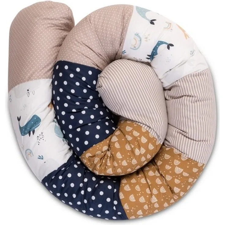 ULLENBOOM ® Baby Kuschelschlange 200x13 cm Wale (Made in EU) - Kuschelschnecke in vielen Farben und Größen, Bezug: 100% OEKO-TEX® Baumwolle, Nackenrolle, Kopfschutz für Wickeltisch, Motiv: Sterne