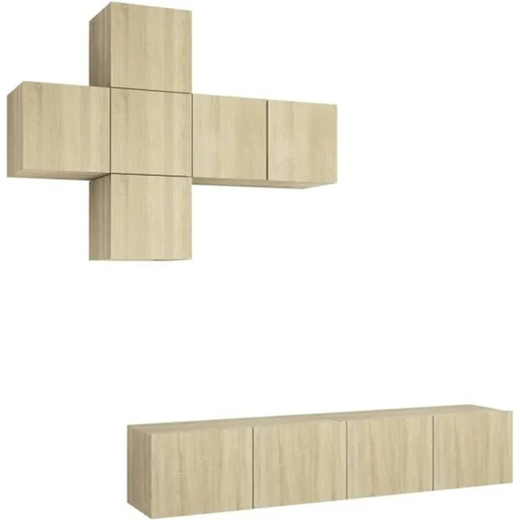 vidaXL 7-tlg. TV-Schrank-Set Sonoma-Eiche Spanplatte [3079022]