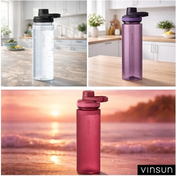 Vinsun Trinkflasche Sportflasche 750ml - Wasserflasche BPA frei & Kohlensäure geeignet, Auslaufsicher, bruchsicher, wiederverwendbar, leicht, Tritan Flasche – Bild 10