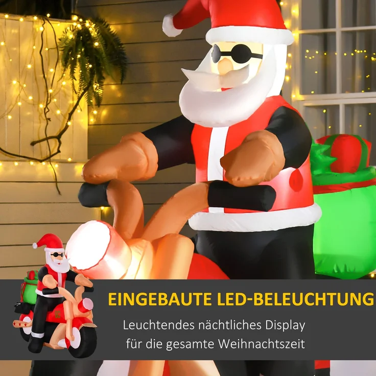 HOMCOM Aufblasbare Weihnachtsdekoration, Polyester, Weiß+Rot+Grün, 180B x 90T x 165H – Bild 4