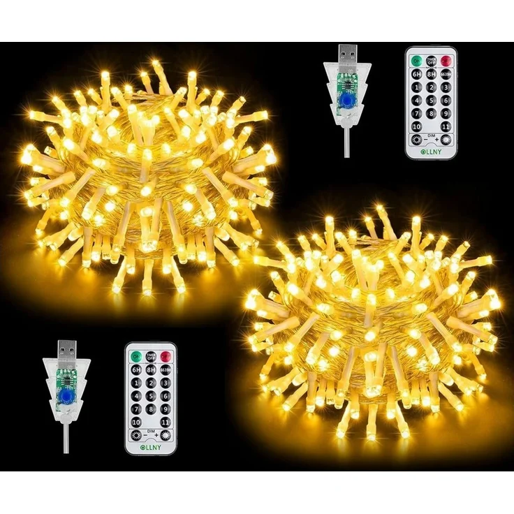 Diyarts LED-Lichterkette, 100-flammig, Bunt & Warmweiß, 2x10m, IP44, 4-in-1, ganzjährige Vielseitigkeit – Bild 5