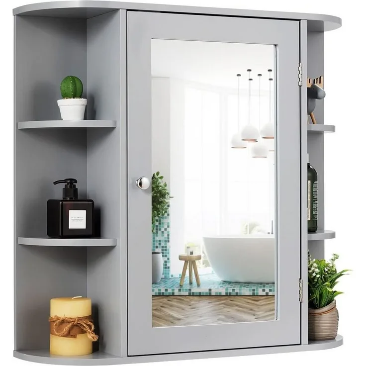 KOMFOTTEU Spiegelschrank Badschrank Hängeschrank,66 x 17 x 63 cm