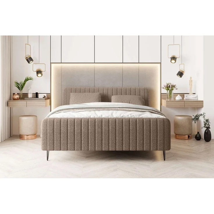99rooms Lucio Boxspringbett Boucle-Stoff ANTHOLOGY Antilope 140x200 cm