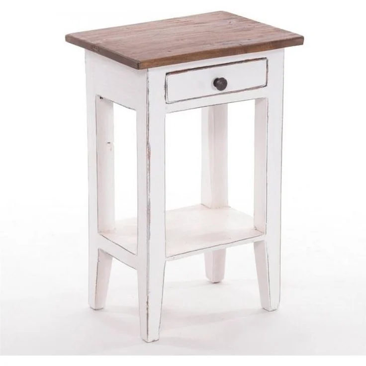 DESIGN DELIGHTS 'Planta' Beistelltisch mit Schublade, 52x34cm (HxB), Weiß-Landhaus – Bild 4