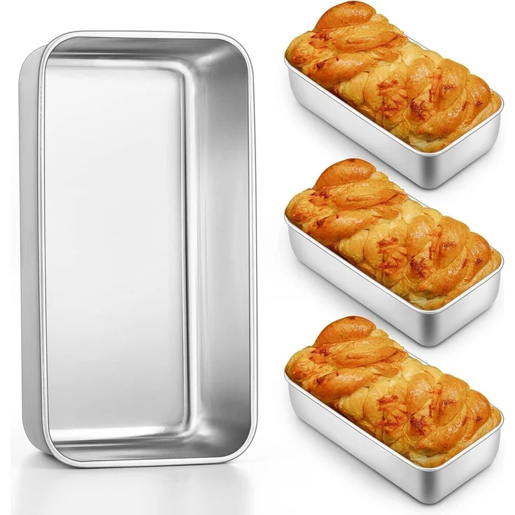 HaWare Brotbackform 4er Set, Edelstahl Kastenform für Toastbrot & Kuchen, Rechteckig, 23,5x12,6x6 cm, Gesund & Langlebig, Spülmaschinenfest – Bild 1