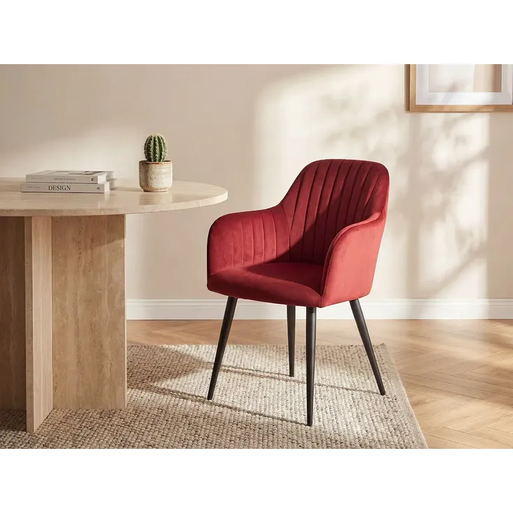 Vente-unique - ELEANA Stuhl SamtStoff Rot - B 59 cm x H 82 cm x L 58 cm