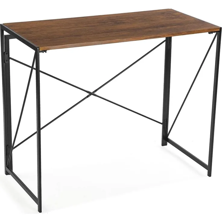 Versa Jack Schreibtisch für den Computer, Arbeitstisch Kompakter Tisch Büro, Klappbar, Maßnahmen (H x L x B) 74 x 45 x 90 cm, Holz und Metall, Farbe: Braun