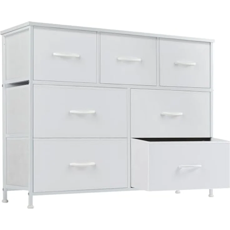 DUMOS Kommode für Schlafzimmer mit Stoffschubladen hohe Organizer für Kleidung Schrank Kinderzimmer – Bild 1