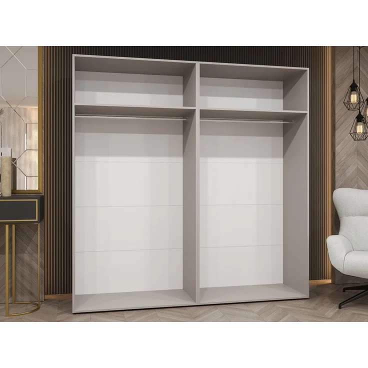 Kleiderschrank Veluna II 200 (Farbe: Weiß / Weiß + Gold) – Bild 3