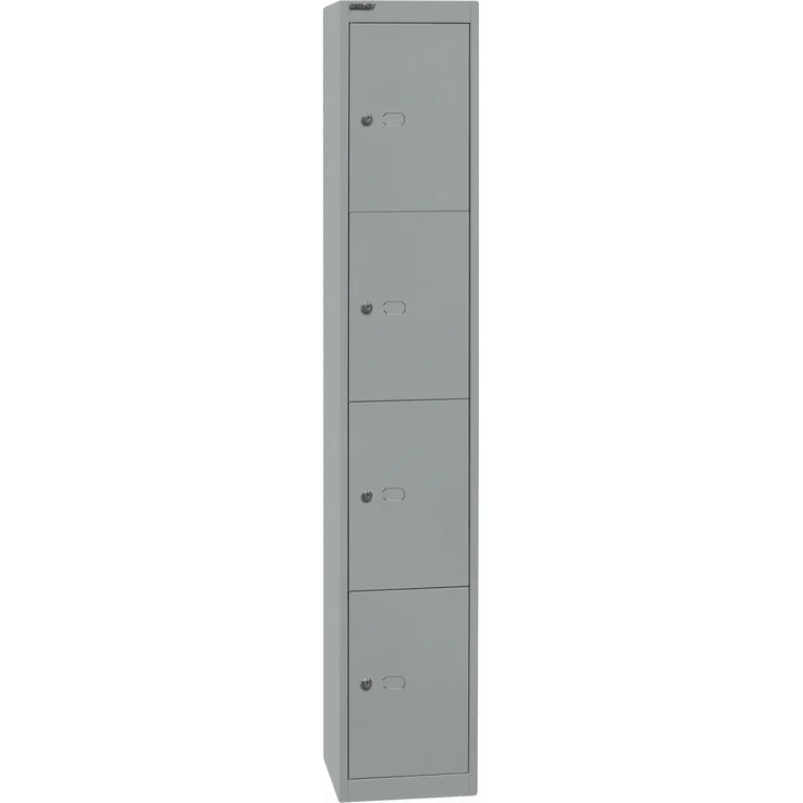 Bisley Schließfachschrank Office, 1 Abteil, 4 Fächer, T 305 mm, Farbe silber – Bild 2