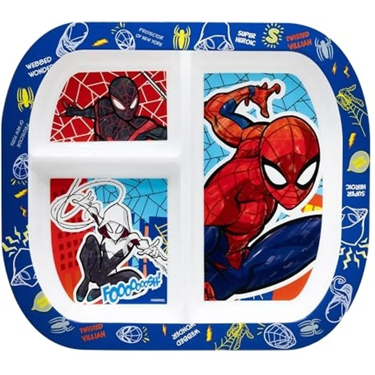 Storline Frühstücksteller Spiderman rechteckig mit 3 Fächern, Mikrowellengeeignet – Bild 2