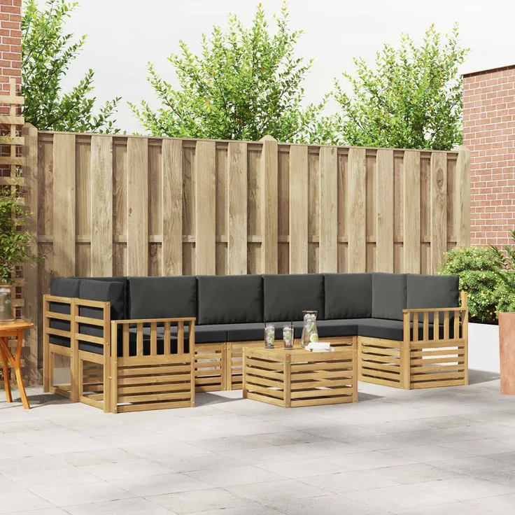 vidaXL Outdoor-Sofagarnitur 8 stk. 7-Sitzer Weiß und Anthrazit 3391547