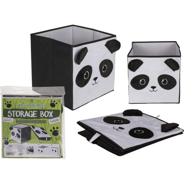 Aufbewahrungsbox Faltbox 27x27x28cm Panda Stoffkorb Polypropylen schwarz / weiß – Bild 3