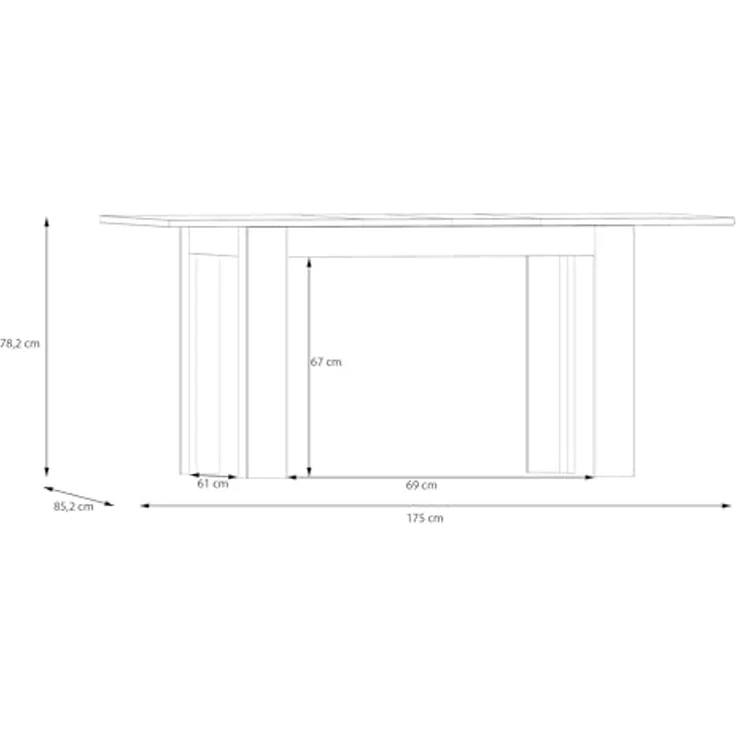 Forte CALASETTA Esstisch 120, moderner Esstisch, ausziehbar auf 175 cm, Holzwerkstoff, Elegancia Eiche Holzdekor, 120 (175 cm) breit x 78,2 cm hoch x 85,2 cm tief – Bild 7