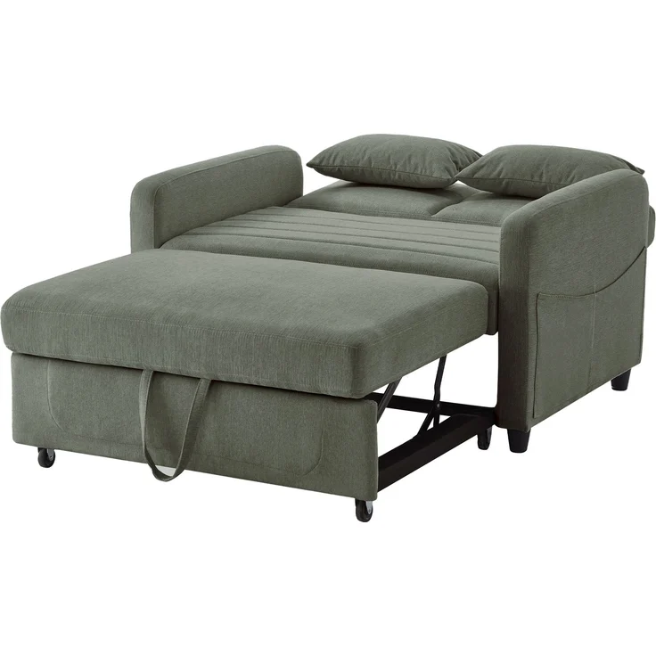 ZUBALIYA Sofa 166x95 cm, mit Ausziehbett, mit breiten Armlehnen, mit Schaumstoffpolsterung, ohne aufwendige Montage, Natur – Bild 16