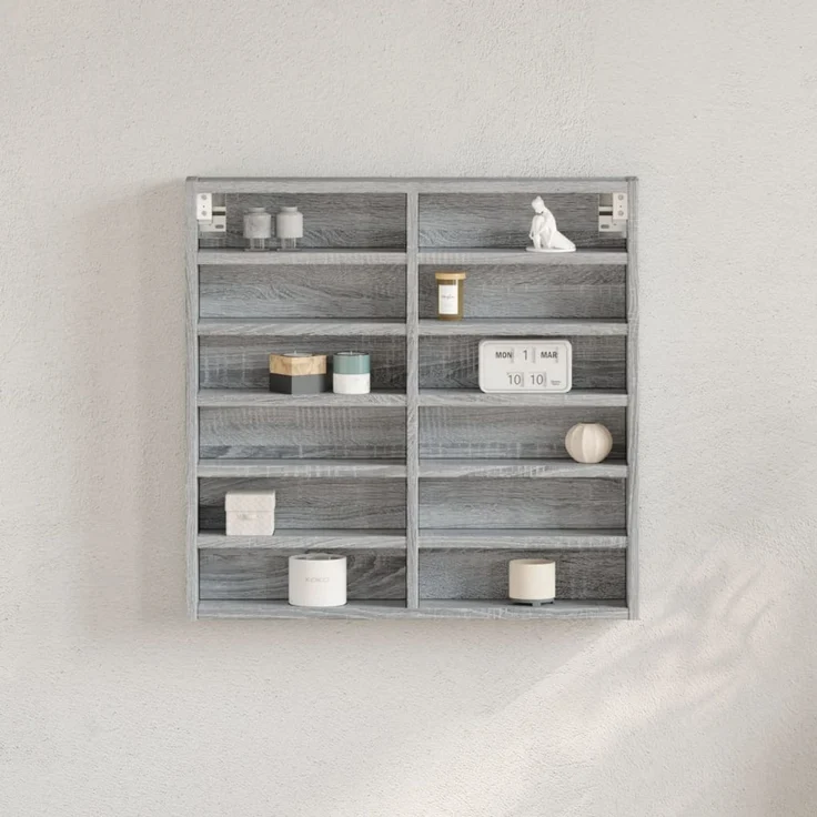 vidaXL Vitrinenschrank Grau Sonoma 60x8,5x58 cm Holzwerkstoff 847966 – Bild 1