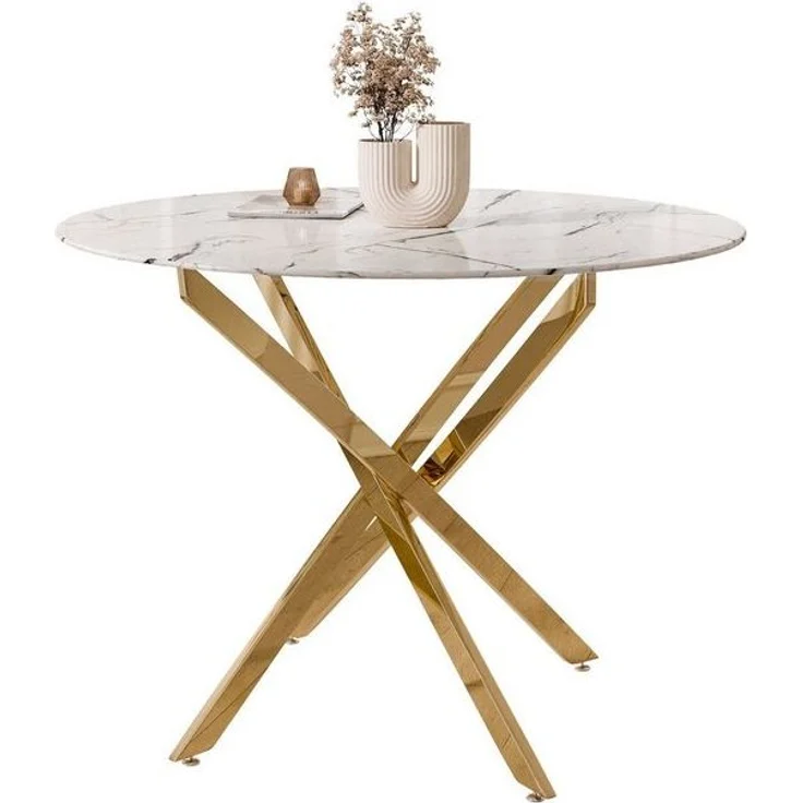 Lookway Esstisch CRISTAL II 100 cm Runder Esstisch mit Glasplatte, Durchmesser Ø 100 cm – Bild 4