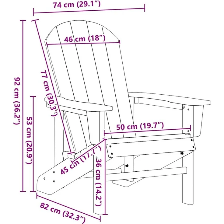 vidaXL Adirondack-Stuhl Weiß 82 x 74 x 92 cm HDPE 42006621 – Bild 9