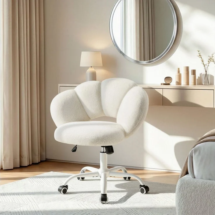 Yaheetech Bürostuhl, höhenverstellbar, Wolkenform, bis 136 kg belastbar, Weiß, 82 x 70 x 60 cm – Bild 3