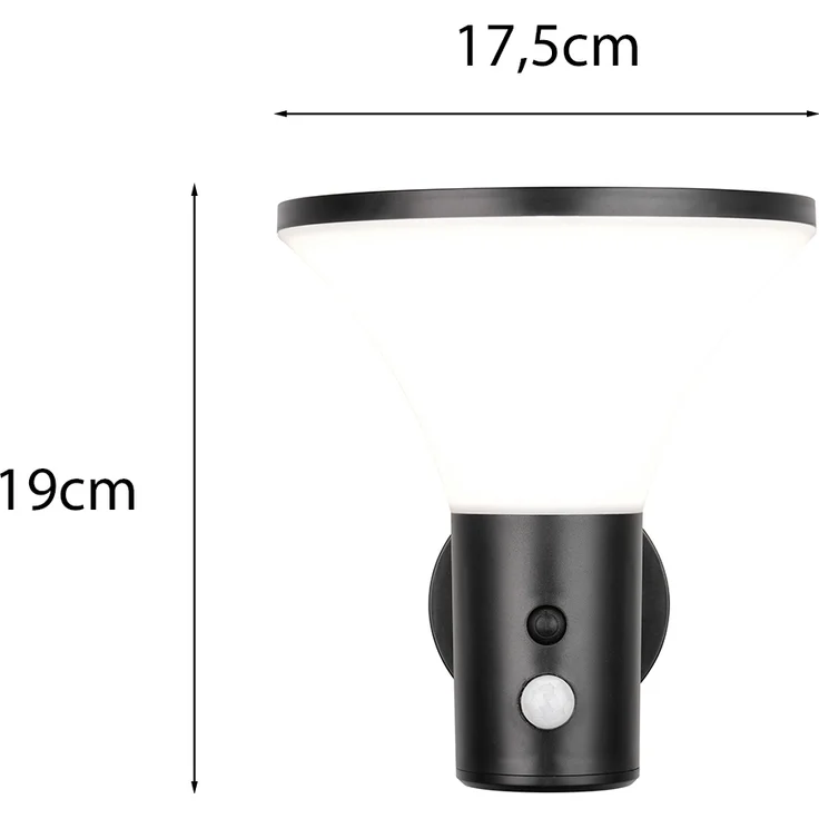 Außenwandleuchte GORDA mit Solar und Strom, Hybrid mit Bewegungsmelder Höhe 19cm – Bild 4