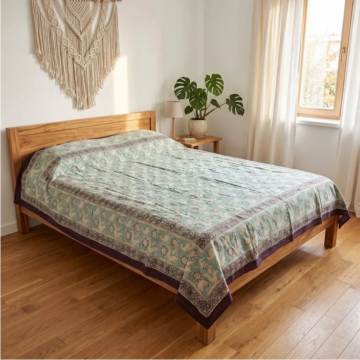 Guru-Shop Tagesdecke Blockdruck Tagesdecke, Bett & Sofaüberwurf,.. – Bild 2