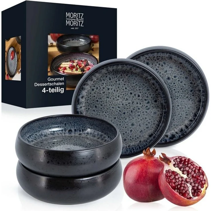 Moritz & Moritz Dessertschale SOLID 4x Dessertschale Grau, Steinzeug, (4er, 4-tlg), Steinzeug – Bild 4